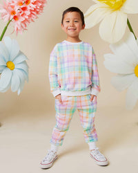 Baby Kids Bamboo Pajamas — Well Plaid Relaxed Fit Jogger Set — Image 1