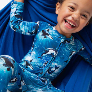 Baby Kids Bamboo Pajamas — Whale, Hello There Convertible Romper — Image 1