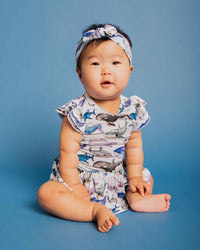 Baby Kids Bamboo Pajamas — Whalecome to the Party Cap Sleeve Ruffle Dress — Image 1