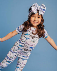 Baby Kids Bamboo Pajamas — Whalecome to the Party Short Sleeve Pajama Set — Image 1
