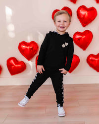 Baby Kids Bamboo Pajamas — What the Spade Hooded Jogger Set — Image 1