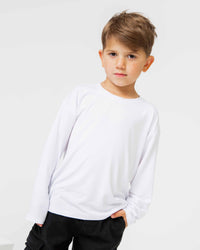 Baby Kids Bamboo Pajamas — White Long Sleeve Shirt — Image 1