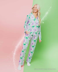 Baby Kids Bamboo Pajamas — Wicked Women's Long Sleeve Collar Shirt & Pants Pajama Set — Image 1