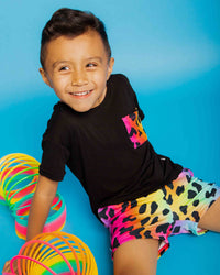 Baby Kids Bamboo Pajamas — Wild About Hue Short Sleeve Pocket T-Shirt & Shorts Set — Image 1