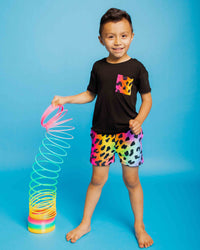 Baby Kids Bamboo Pajamas — Wild About Hue Short Sleeve Pocket T-Shirt & Shorts Set — Image 1