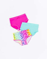 Baby Kids Bamboo Pajamas — Wild Child 3-Pack Girl's Brief Underwear — Image 1