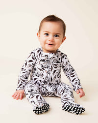 Baby Kids Bamboo Pajamas — Wild Stripes Footie — Image 1