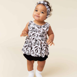 Baby Kids Bamboo Pajamas — Wild Stripes Sleeveless Peplum Top & Bummies Set — Image 1