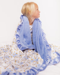 Baby Kids Bamboo Pajamas — Wish Upon A Wing Ruffled Minky Blanket — Image 1