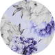 Floral pattern in shades of purple and white, featuring large flowers.