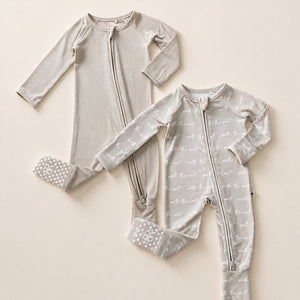 Baby Kids Bamboo Pajamas — Worth The Wait + Stone Cold Cutie Convertible Rompers Bundle — Image 1