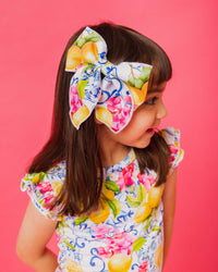 Baby Kids Bamboo Pajamas — Carpe Lemon Woven Alligator Clip — Image 1