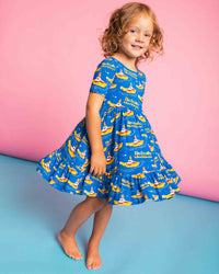 Baby Kids Bamboo Pajamas — Yellow Submarine™ Short Sleeve Dress & Shorts Set — Image 1