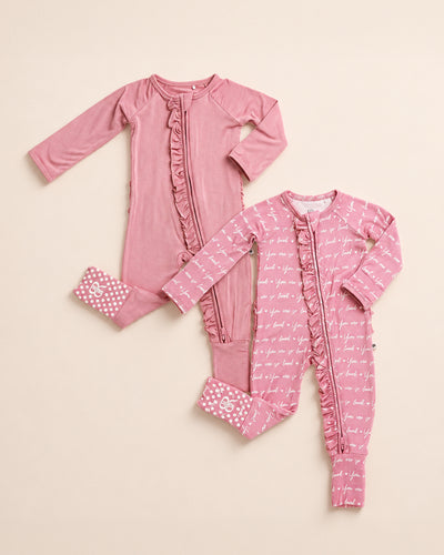 Baby Kids Bamboo Pajamas — You Are So Loved - Pink-a-Boo + Pink-a-Boo Convertible Rompers Bundle — Image 1