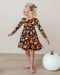Baby Kids Bamboo Pajamas — You've Been Ghosted Long Sleeve Dress & Shorts Set — Image 1