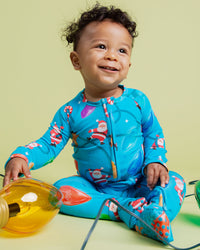 Baby Kids Bamboo Pajamas — A Very Lit-mas Convertible Romper — Image 1
