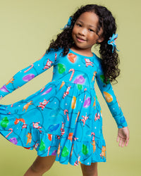 Baby Kids Bamboo Pajamas — A Very Lit-mas Long Sleeve Dress & Shorts Set — Image 1
