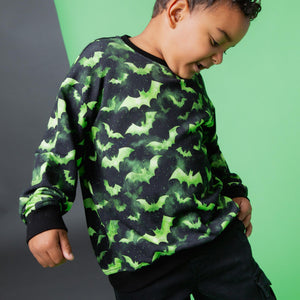 Baby Kids Bamboo Pajamas — Bat Habits Crew Neck Sweatshirt — Image 2