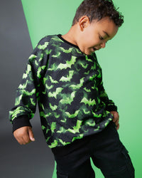 Baby Kids Bamboo Pajamas — Bat Habits Crew Neck Sweatshirt — Image 2