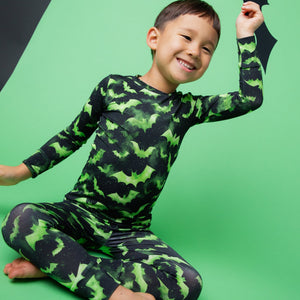 Baby Kids Bamboo Pajamas — Bat Habits Long Sleeve Pajama Set — Image 2