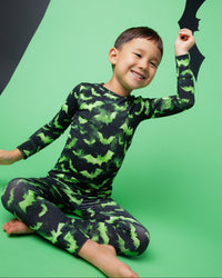 Baby Kids Bamboo Pajamas — Bat Habits Long Sleeve Pajama Set — Image 1