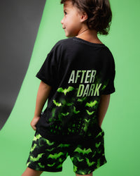 Baby Kids Bamboo Pajamas — Bat Habits Short Sleeve T-Shirt & Shorts Set — Image 2