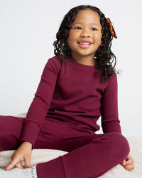 Baby Kids Bamboo Pajamas — Berry Cozy Ribbed Long Sleeve Pajama Set — Image 1