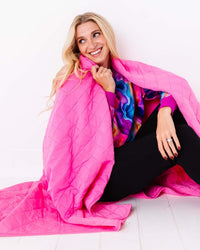 Baby Kids Bamboo Pajamas — Malibu Pink Quilted Bamboo Blanket - Adult & Kids — Image 1