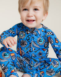 Baby Kids Bamboo Pajamas — Hot Wheels™ Born To Race Convertible Romper — Image 4