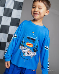 Baby Kids Bamboo Pajamas — Hot Wheels™ Born To Race Long Sleeve Shirt — Image 1
