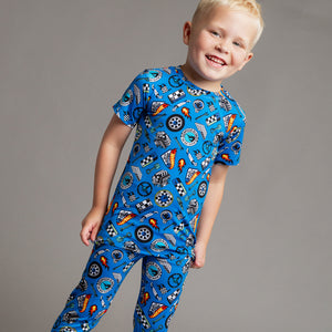 Baby Kids Bamboo Pajamas — Hot Wheels™ Born To Race Short Sleeve Pajama Set — Image 1