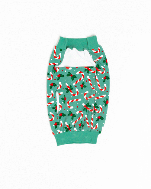 Baby Kids Bamboo Pajamas — Candy Cane Lane Dog Sweater — Image 2