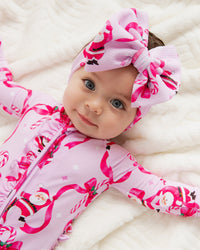 Baby Kids Bamboo Pajamas — Candy Cane Crush Biggie Bow — Image 1