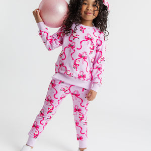 Baby Kids Bamboo Pajamas — Candy Cane Crush Jogger Set — Image 1