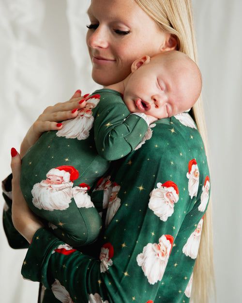 Baby Kids Bamboo Pajamas — Claus Encounters Footie — Image 1