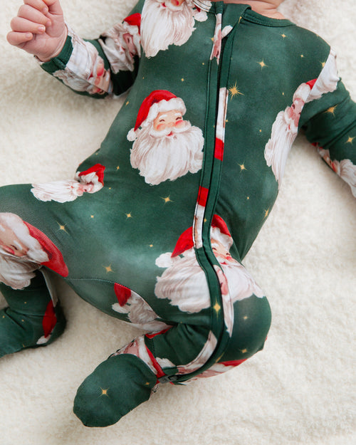 Baby Kids Bamboo Pajamas — Claus Encounters Footie — Image 8