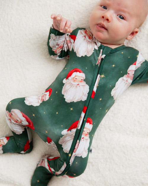 Baby Kids Bamboo Pajamas — Claus Encounters Footie — Image 5