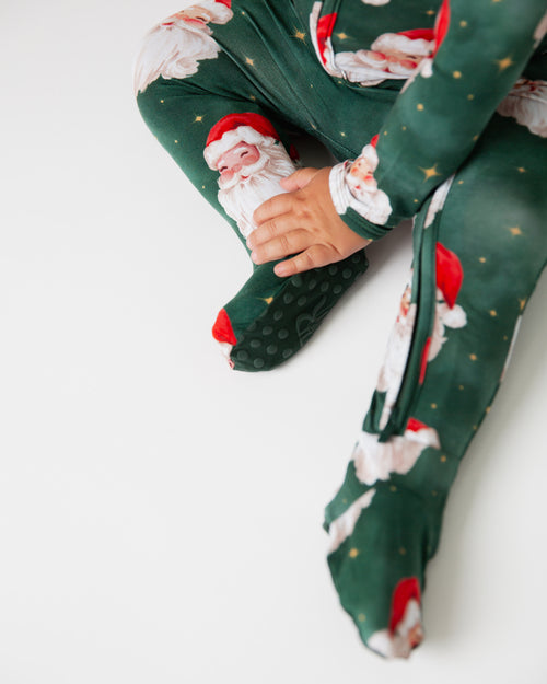 Baby Kids Bamboo Pajamas — Claus Encounters Footie — Image 9