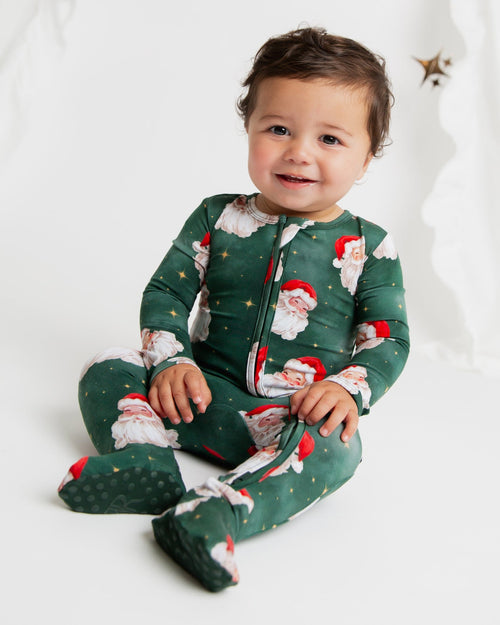 Baby Kids Bamboo Pajamas — Claus Encounters Footie — Image 10