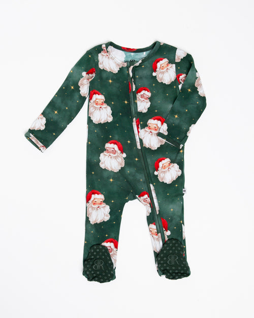 Baby Kids Bamboo Pajamas — Claus Encounters Footie — Image 2