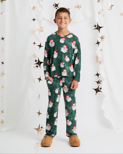 Baby Kids Bamboo Pajamas — Claus Encounters Relaxed Long Sleeve Top & Pants Everyday Set — Image 5