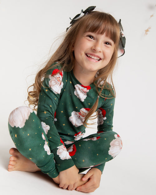 Baby Kids Bamboo Pajamas — Claus Encounters Long Sleeve Pajama Set — Image 1