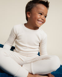 Baby Kids Bamboo Pajamas — Cream Puff Ribbed Long Sleeve Pajama Set — Image 1