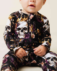 Baby Kids Bamboo Pajamas — Crown Me Dead Convertible Romper — Image 1