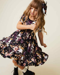 Baby Kids Bamboo Pajamas — Crown Me Dead Short Sleeve Dress & Shorts Set — Image 1