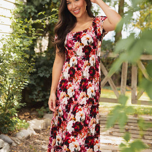 Berry Tale Ending Women's Puff Sleeve Tiered Maxi Dress