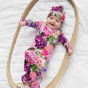 Baby Kids Bamboo Pajamas — Outta Your Rangea Knotted Gown & Beanie Set — Image 1