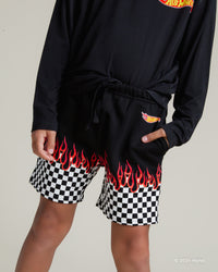 Baby Kids Bamboo Pajamas — Hot Wheels™ Finish Line Pull-On Shorts — Image 1
