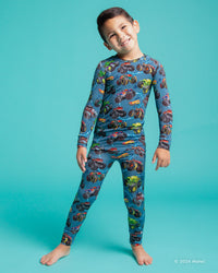 Baby Kids Bamboo Pajamas — Hot Wheels™ Monster Trucks Long Sleeve Pajama Set — Image 1