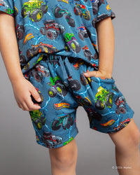 Baby Kids Bamboo Pajamas — Hot Wheels™ Monster Trucks Pull-On Shorts — Image 1
